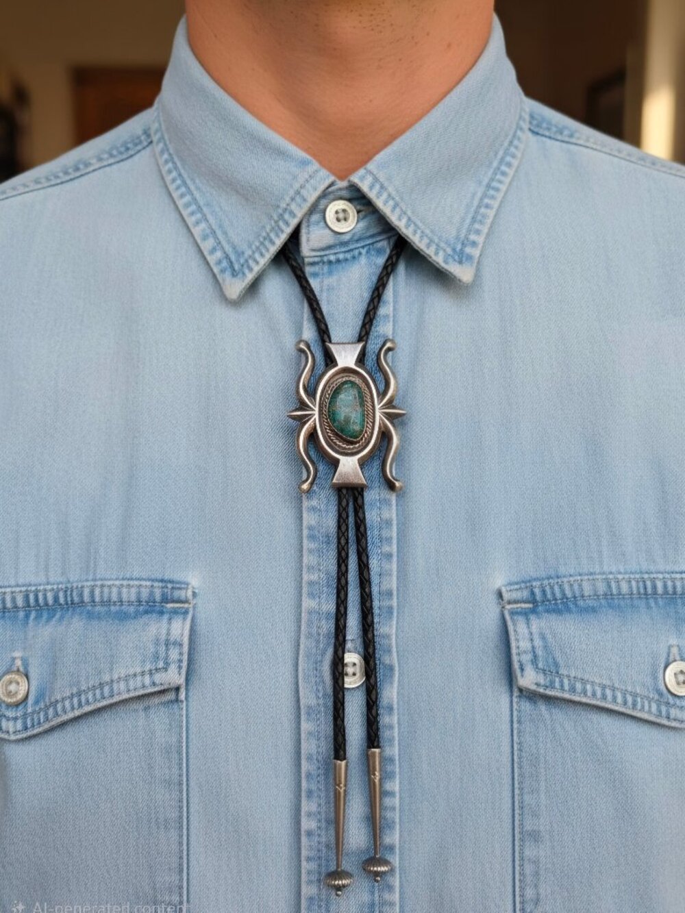 Vintage 1940's Sandcast Bolo with Fox Turquoise